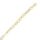 Italian 14k Yellow Gold Oval Twisted & Paper Clip Link Bracelet 7.75" 3 grams