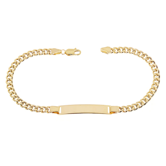 Italian 14k Yellow Gold Cuban ID Bracelet Engravable 7.75