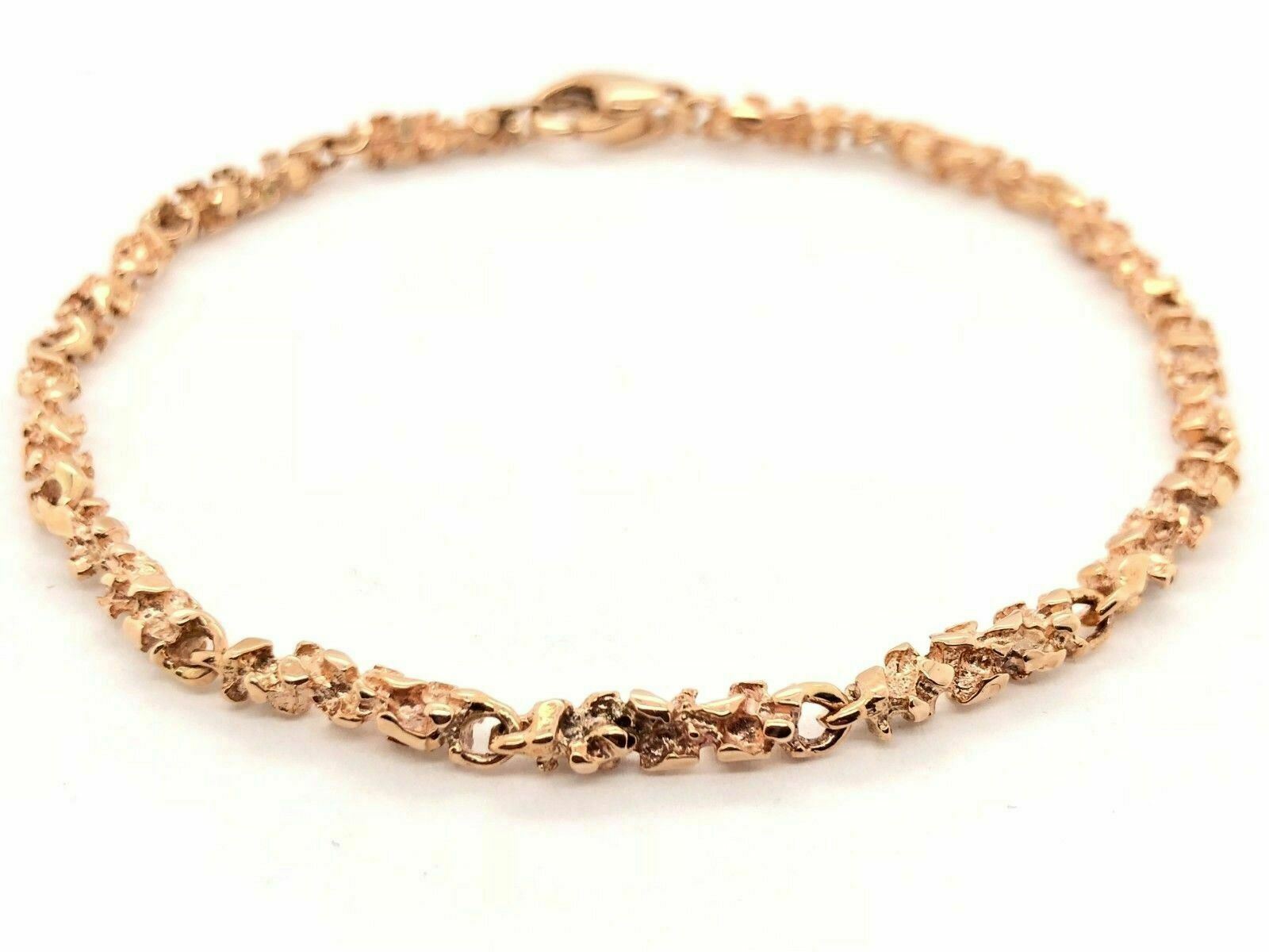 14k Rose Gold Nugget Bracelet 7" 3.8mm 9 grams