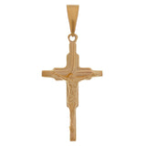 14k Rose Gold Cross Jesus Crucifix Cross Religious Charm Pendant 1.7" 2.6 grams - Rose