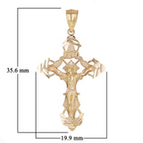 14k Yellow Gold Crucifix INRI Jesus Christ 3D Cross Pendant 1.4" 2 grams