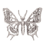 14k White Gold Diamond Cut Butterfly Charm Pendant 2 grams - White
