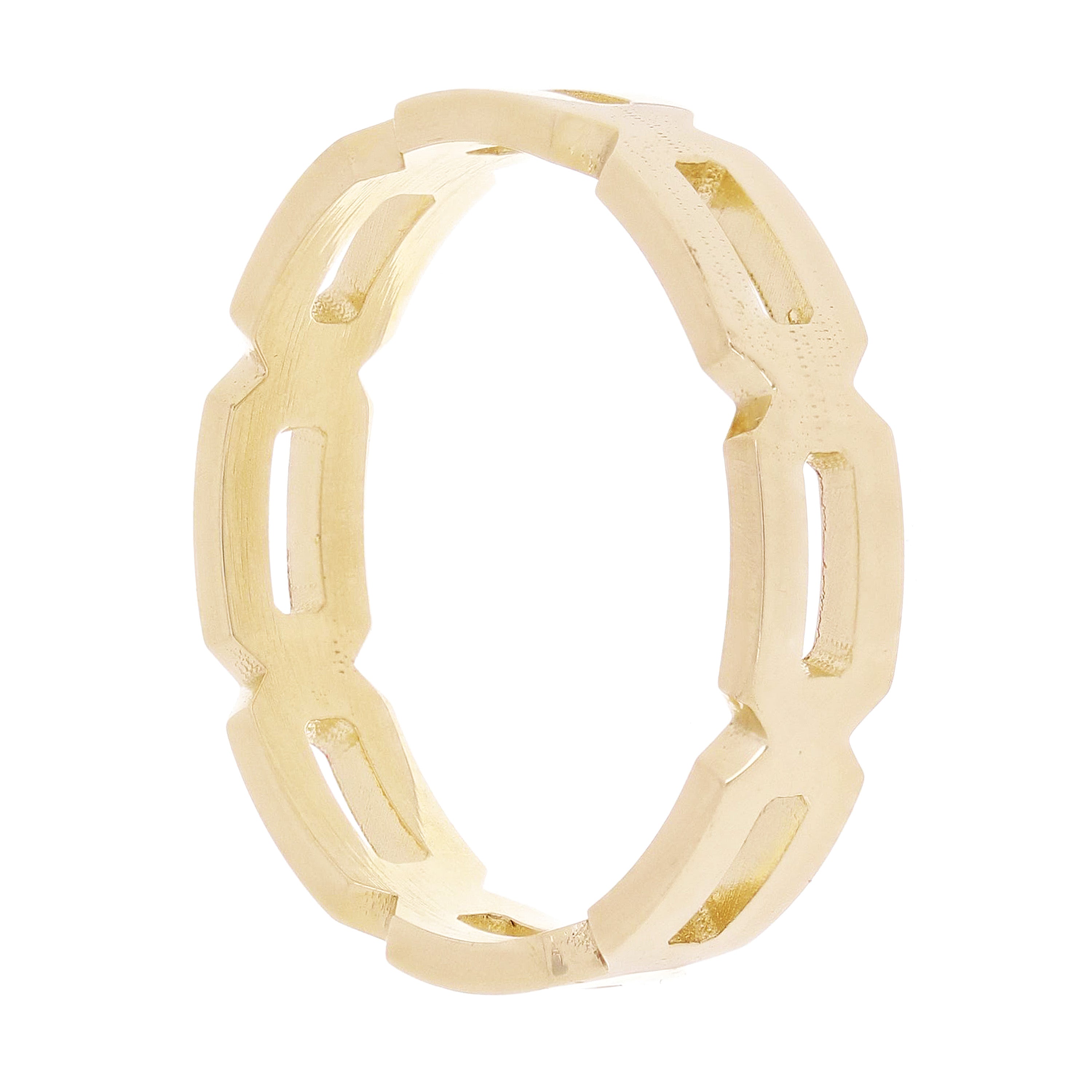 14k Yellow Gold Wide Hexagon Stackable Ring Size 7.5 4.3mm 3.3 grams