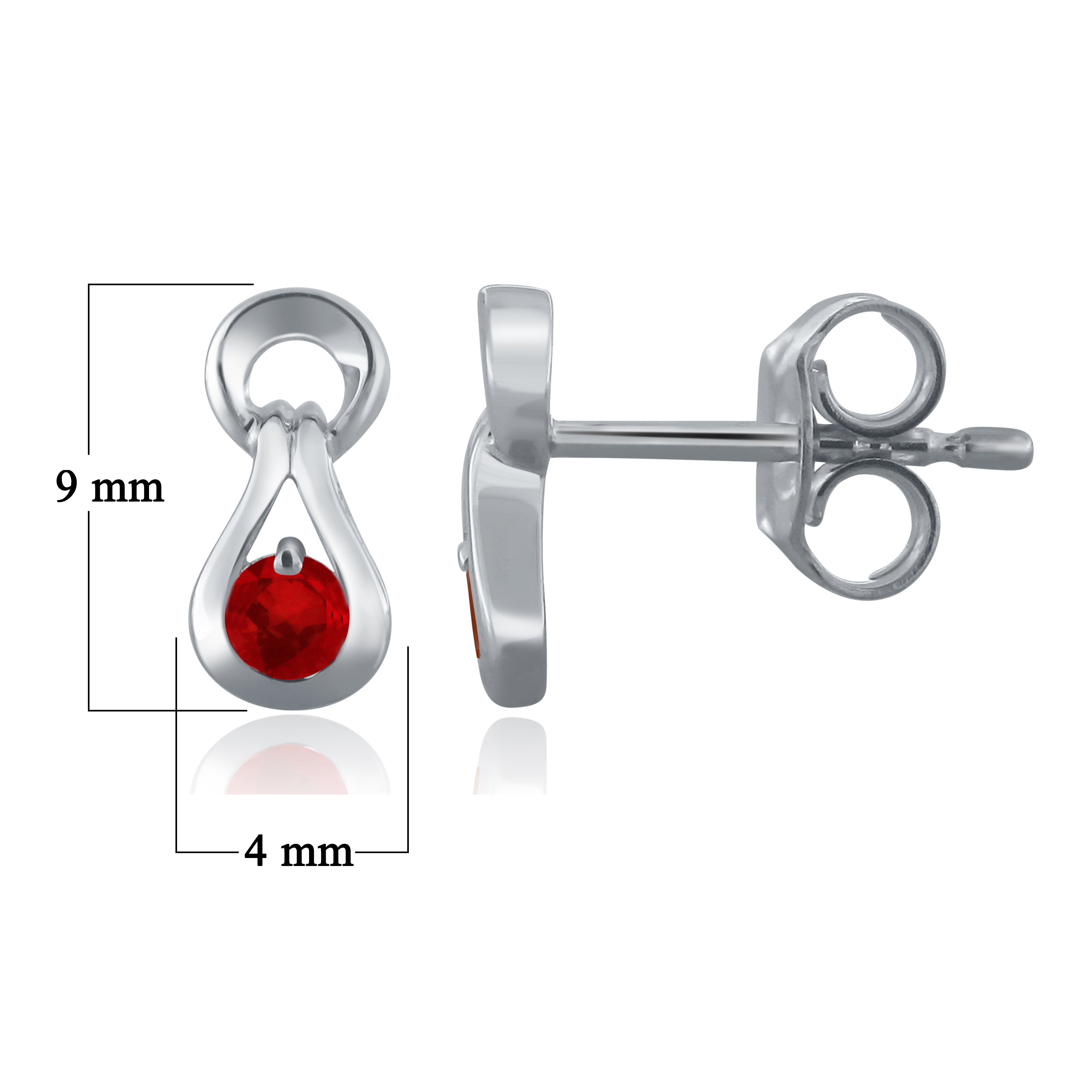 10k White Gold Ruby Petite Drop Modern Stud Earrings - Ruby