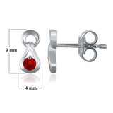 10k White Gold Ruby Petite Drop Modern Stud Earrings - Ruby