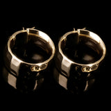 Italian 14k Yellow Gold Hollow Hammered Hoop Earrings 22.5 x 8.8mm 4.2 grams