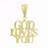 14k Yellow Gold GOD LOVES YOU Pendant Religious Charm 1.4 grams - Yellow