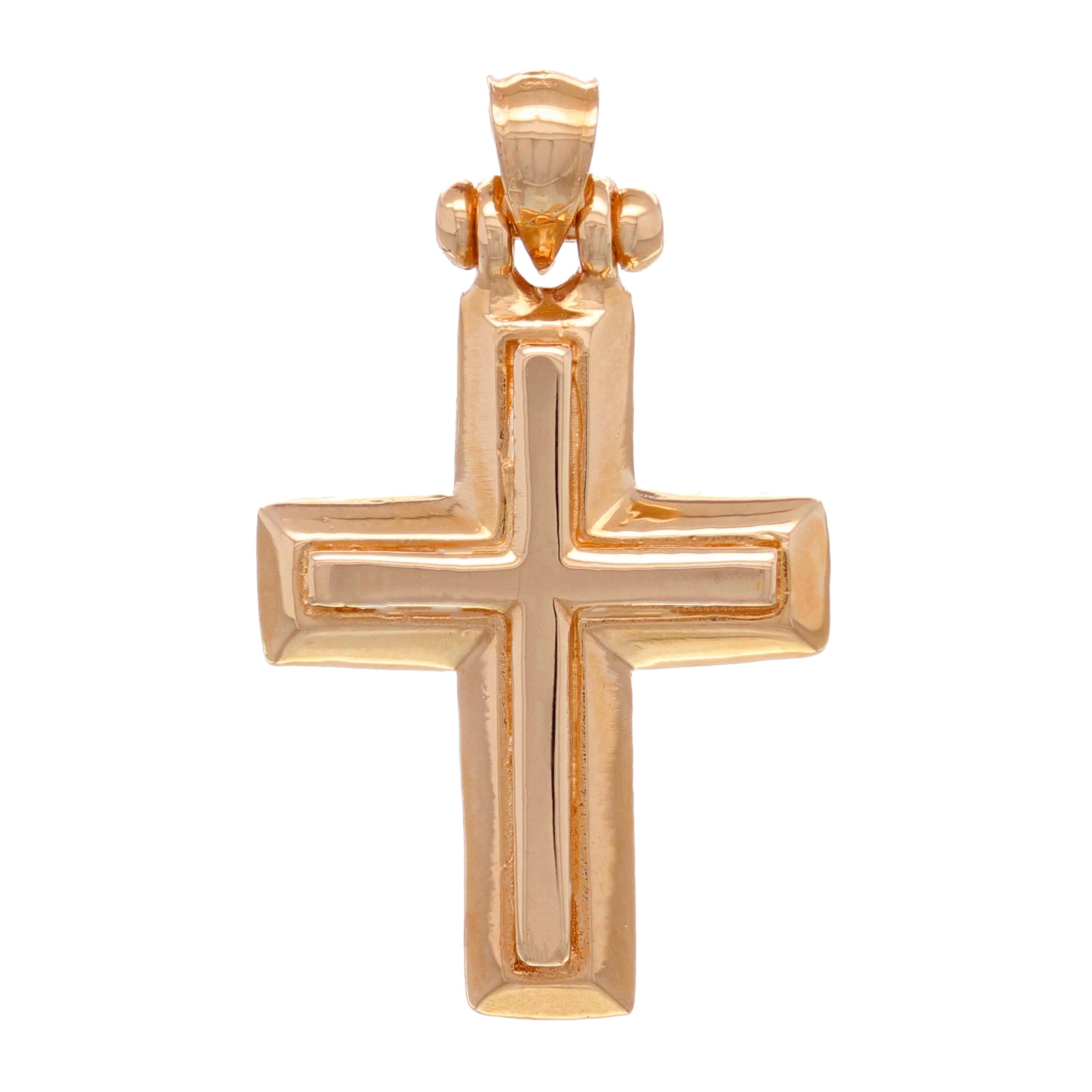 14k Rose Gold 3D Cross Religious Charm Pendant 1.17" 3.9 grams - Rose