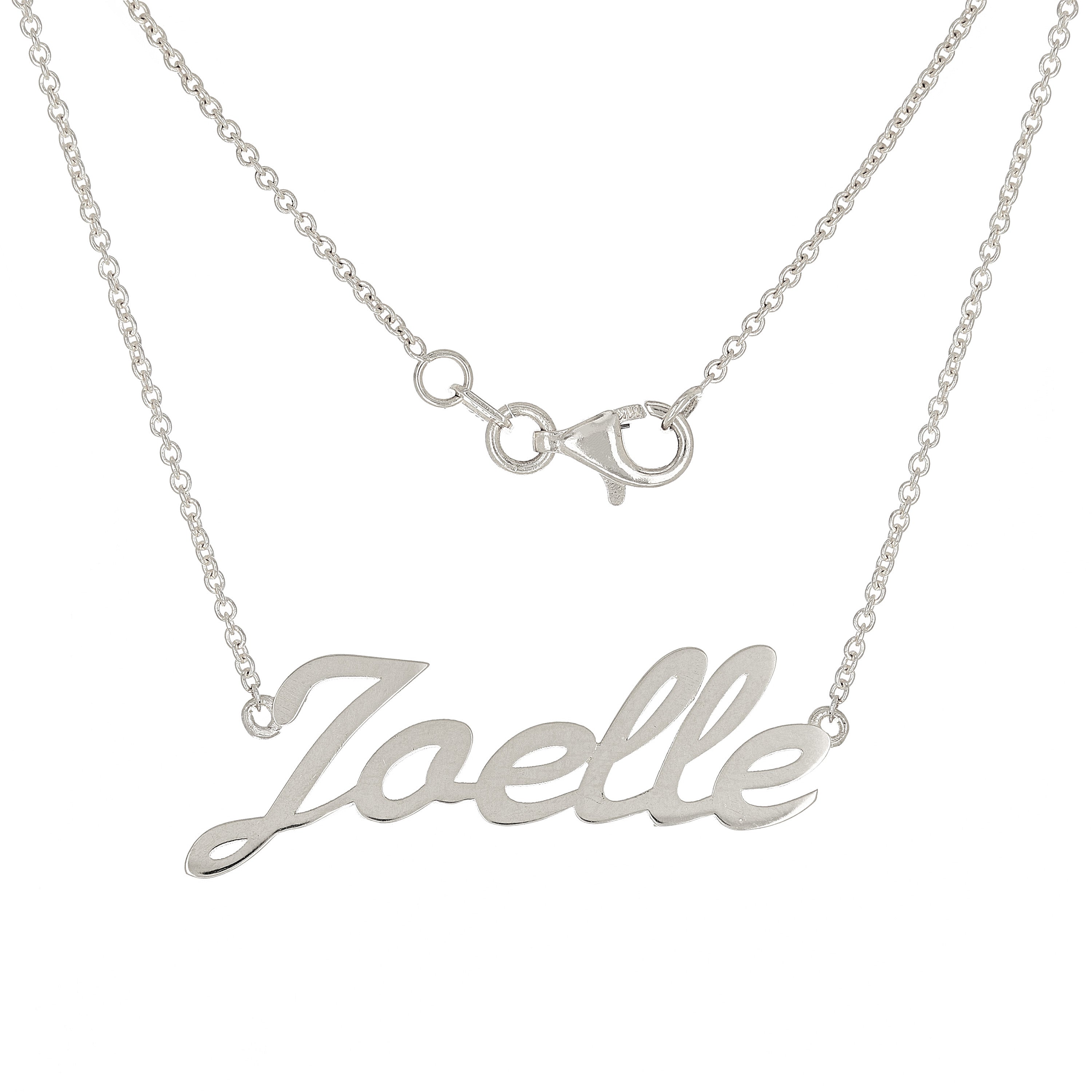 14k White Gold Personalized Script Name Plate Pendant Necklace Adj.16-20" Chain