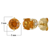 14k Yellow Gold Citrine & Diamond Accent Stud Earrings