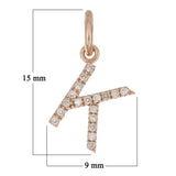 14k Rose Gold Diamond Initial Letter K Charm Pendant - Letter K,Rose
