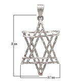 14k White Gold Diamond Cut Jewish Star of David Charm Pendant 1.8 grams - White