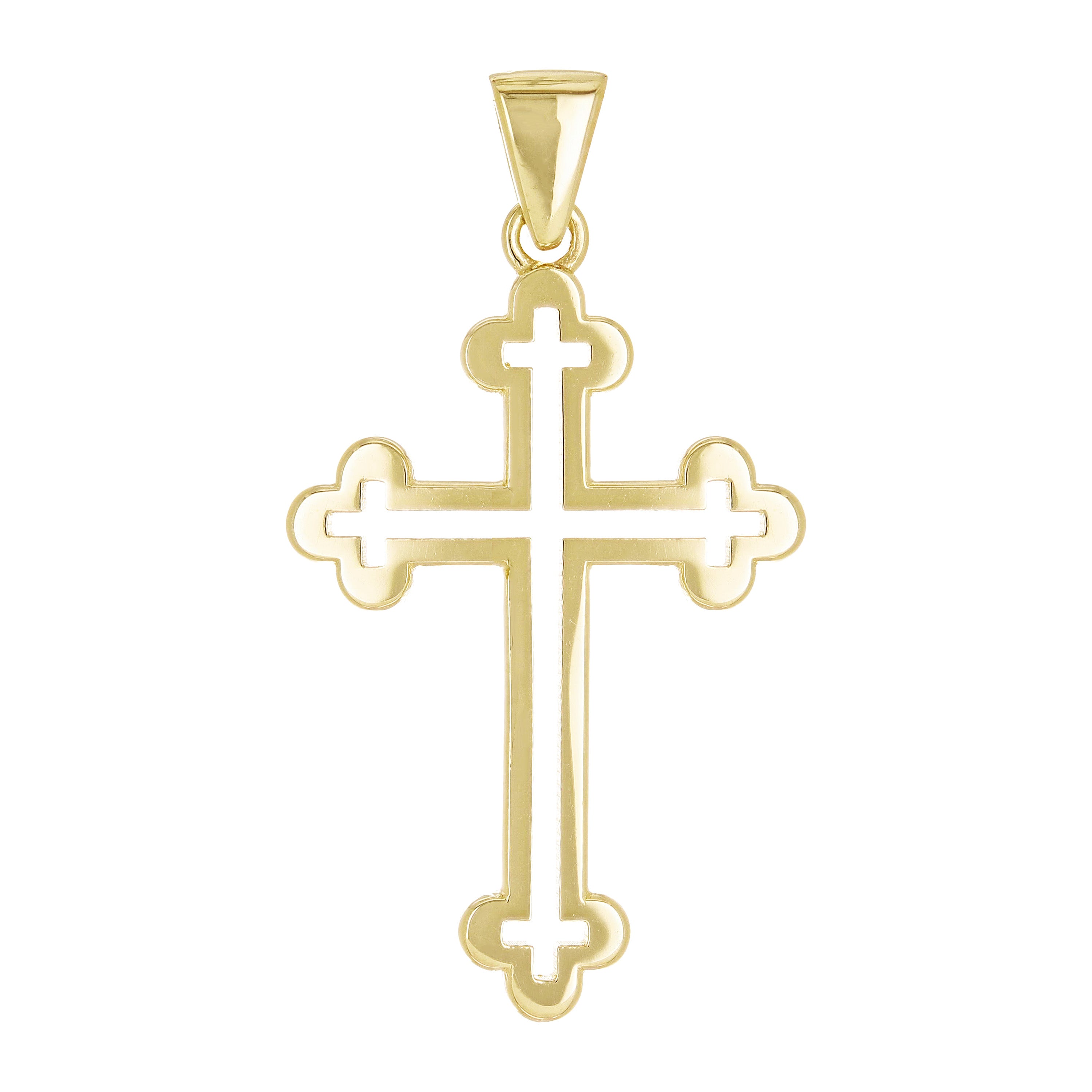 14k Yellow Gold Bottony Cross Religious Charm Pendant 1.5" 3.7 grams