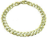 10k Yellow Gold Flat Cuban Curb Link Chain Bracelet 7" 9mm 13.2 grams - Yellow,7"