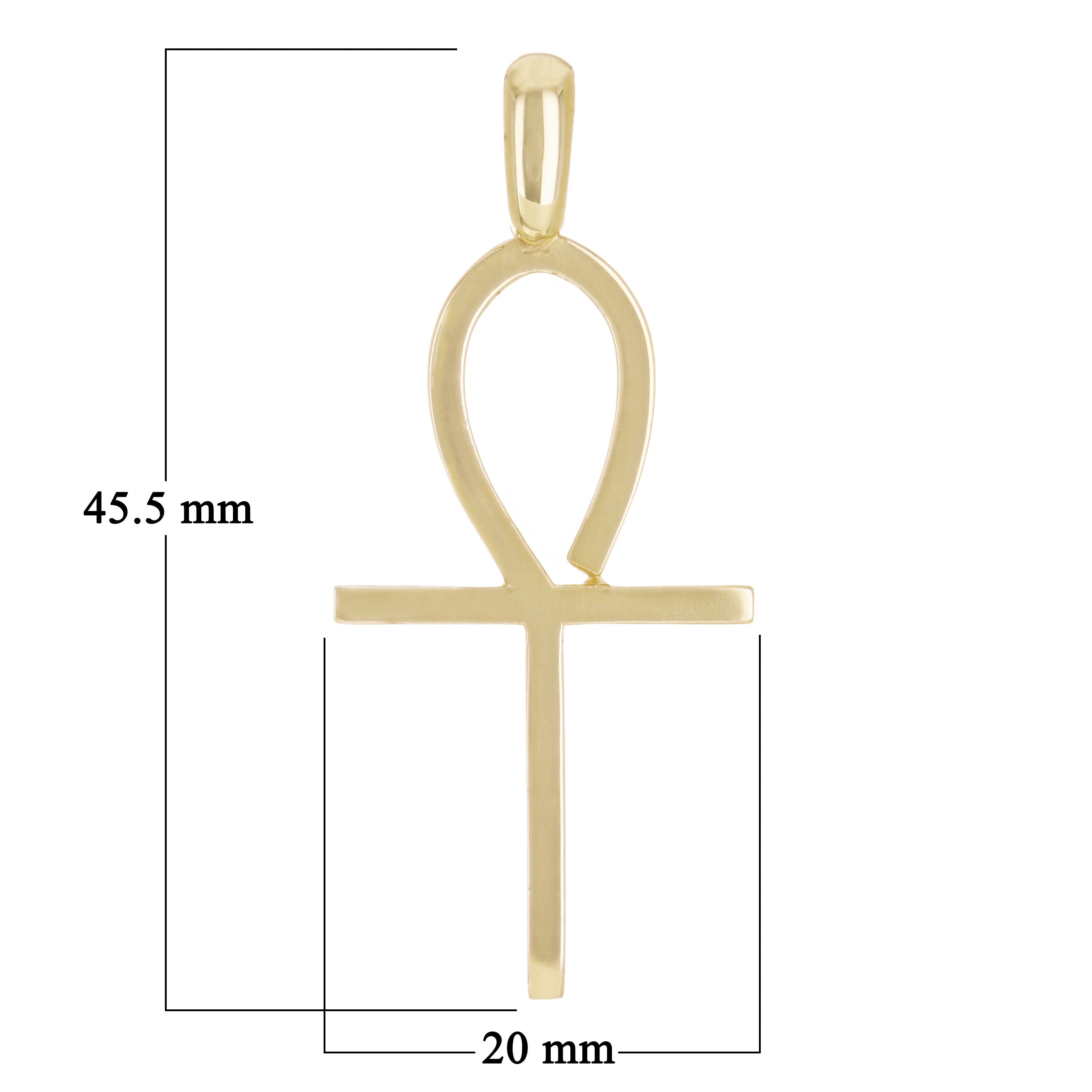 14k Yellow Gold ANKH Cross Religious Charm Pendant 1.8" 4.1 grams
