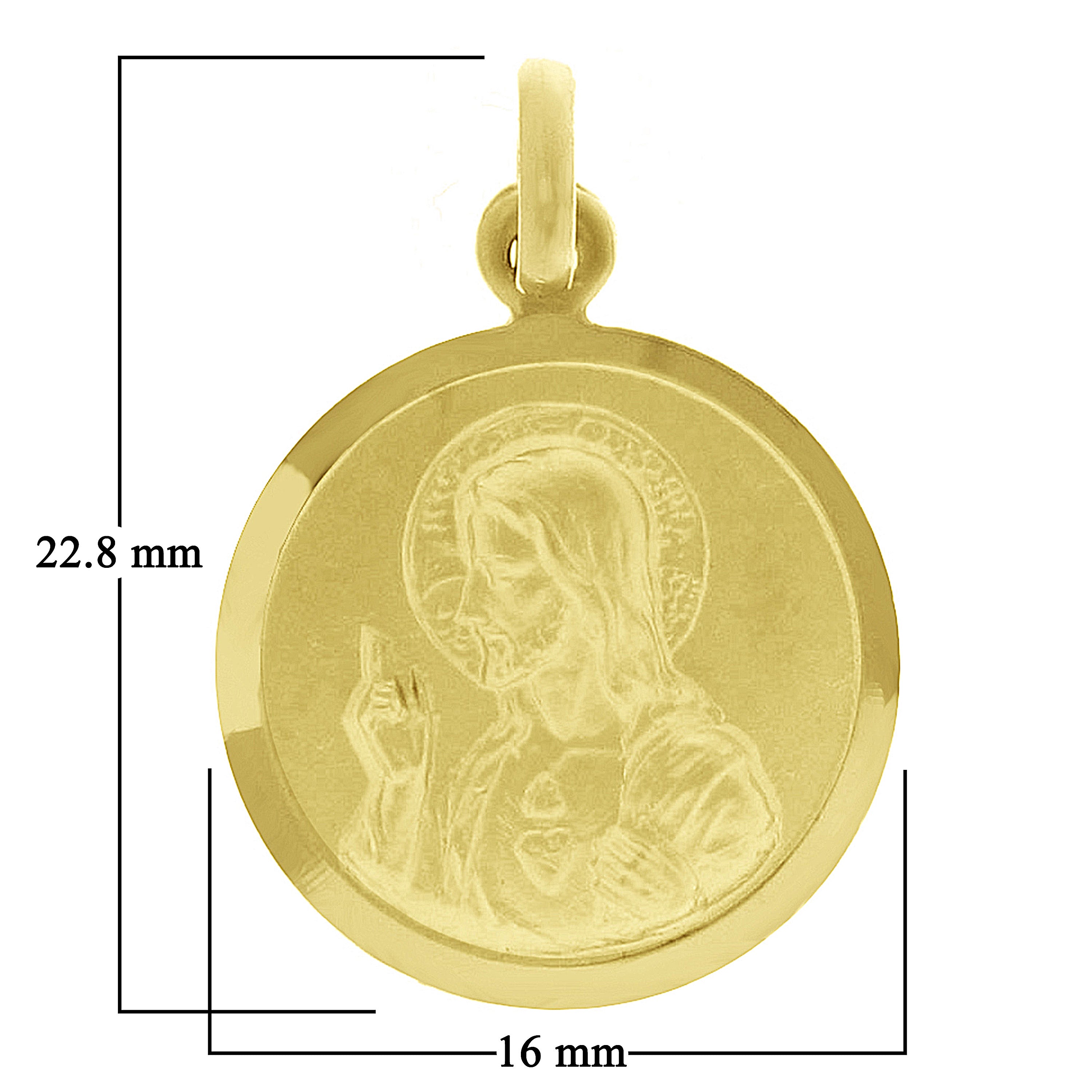 Italian 14k Gold Sacred Heart of Jesus & Lady of Perpetual Help Medal Pendant