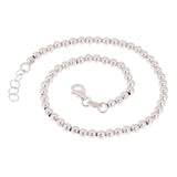 Italian 14k White Gold Hollow Ball Bead Bracelet 8" 3mm 3 grams - White