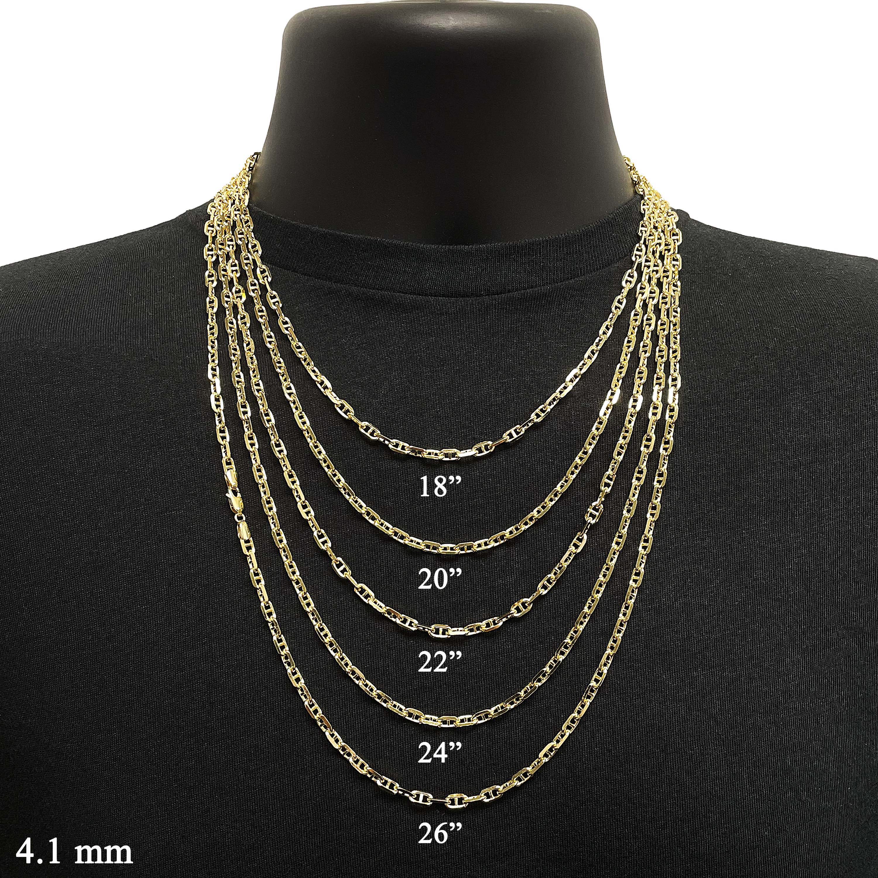 Italian 14k Yellow Gold Solid Anchor Mariner Chain Necklace 18" 4.1mm 18.8 grams - 18" 18.8 grams