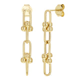 Italian 14k Yellow Gold U Link Dangle Earrings 1.2" 6mm 2.4 grams