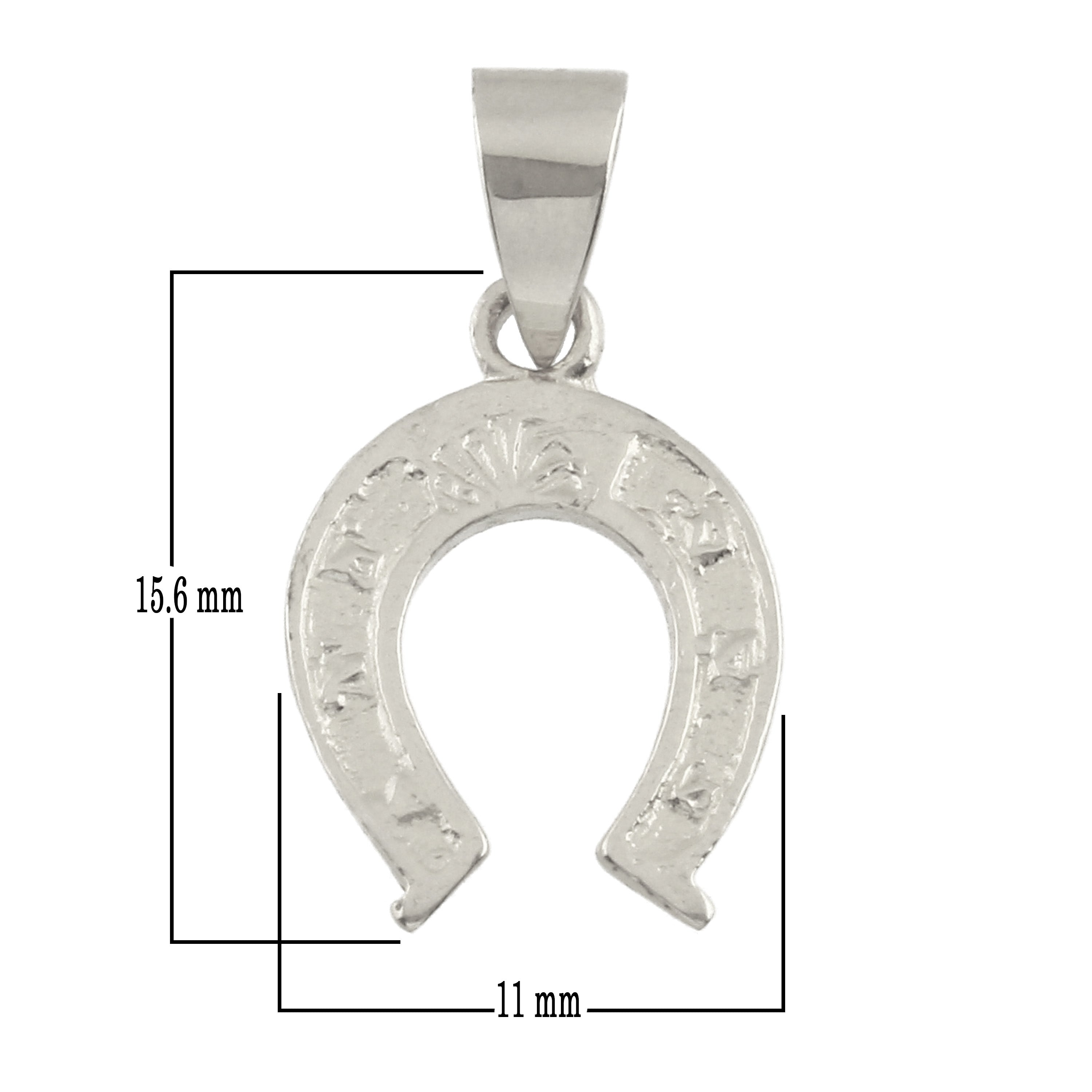 14k White Gold Solid Small Horse Shoe Charm Pendant 1 gram - White