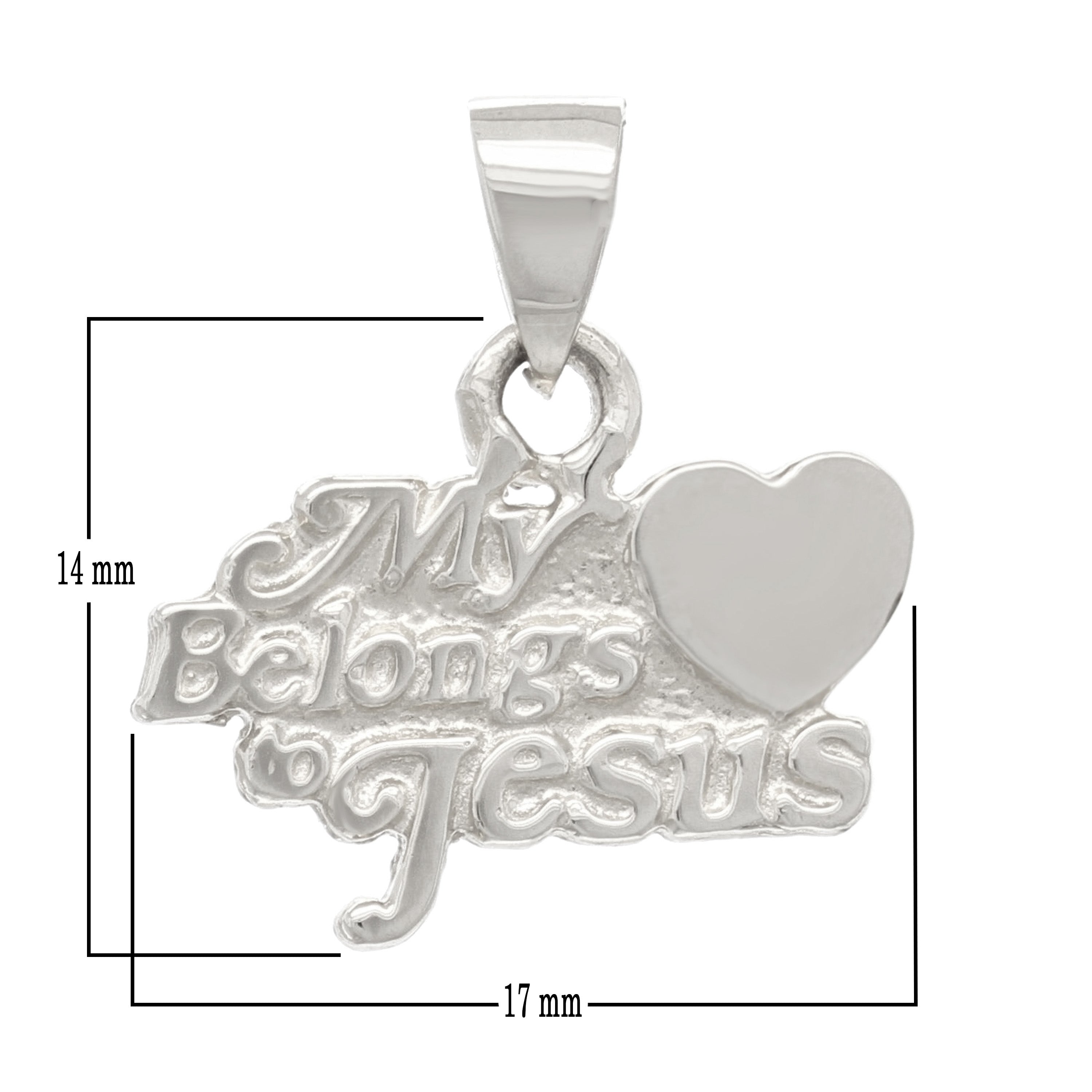 14k White Gold My Heart Belongs To Jesus Charm Pendant - White