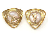 14k Yellow Gold Vintage Round Dome Mother of Pearl Stud Earrings 9.2 grams