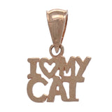 14k Rose Gold Solid I Heart MY CAT I Love MY CAT Charm Pendant 0.6 gram - Rose