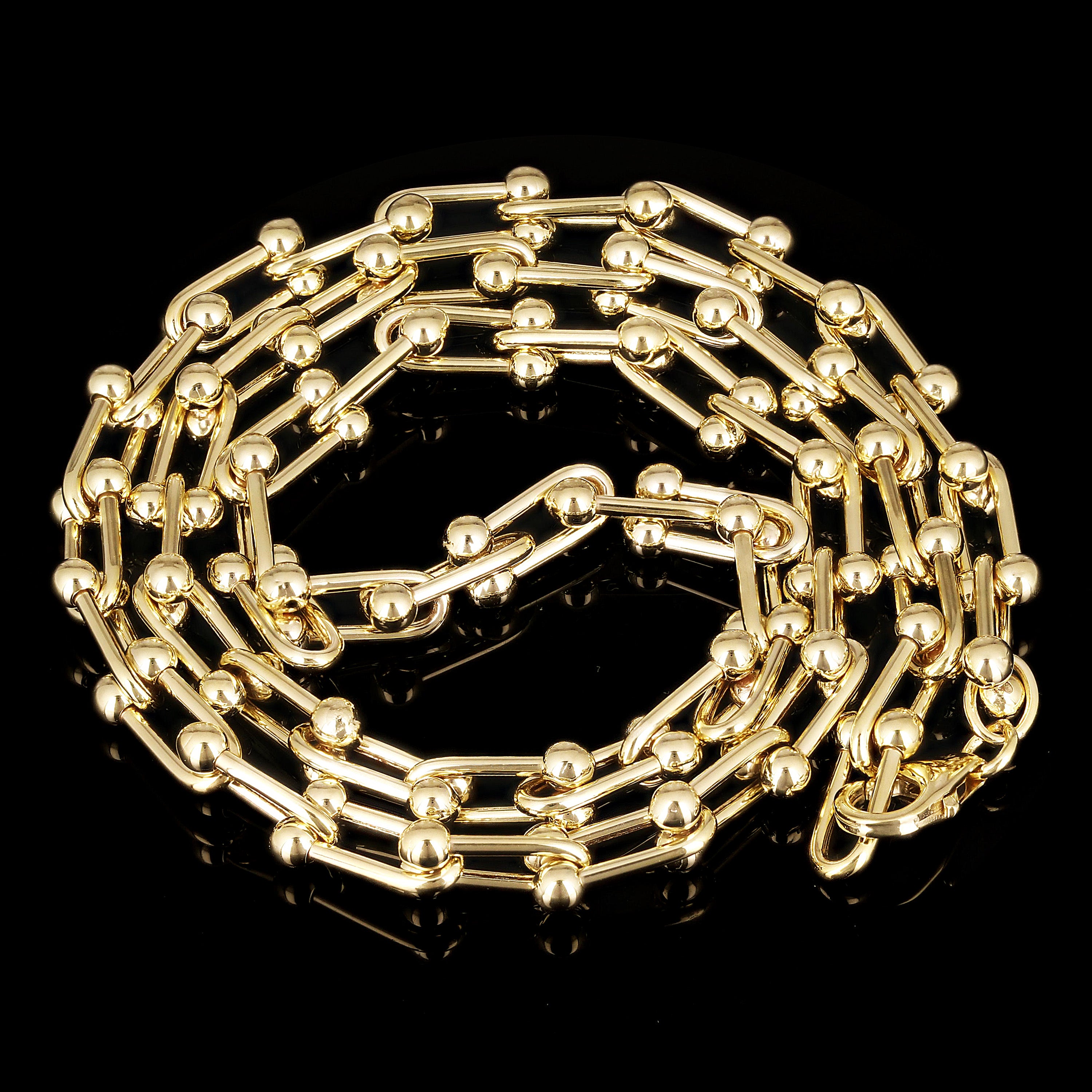 Italian 14k Yellow Gold Solid U Shape Hardwear Link Necklace 18" 6mm 18 grams - Yellow 6mm 18" 18 grams
