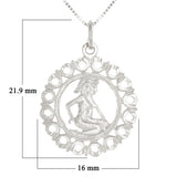 14k White Gold Zodiac Sign Gemini Pendant Necklace 18" - Gemini,White