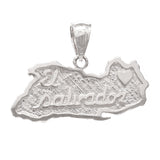 14k White Gold Travel Souvenir Country Map of El Salvador Charm Pendant 2.4grams - White