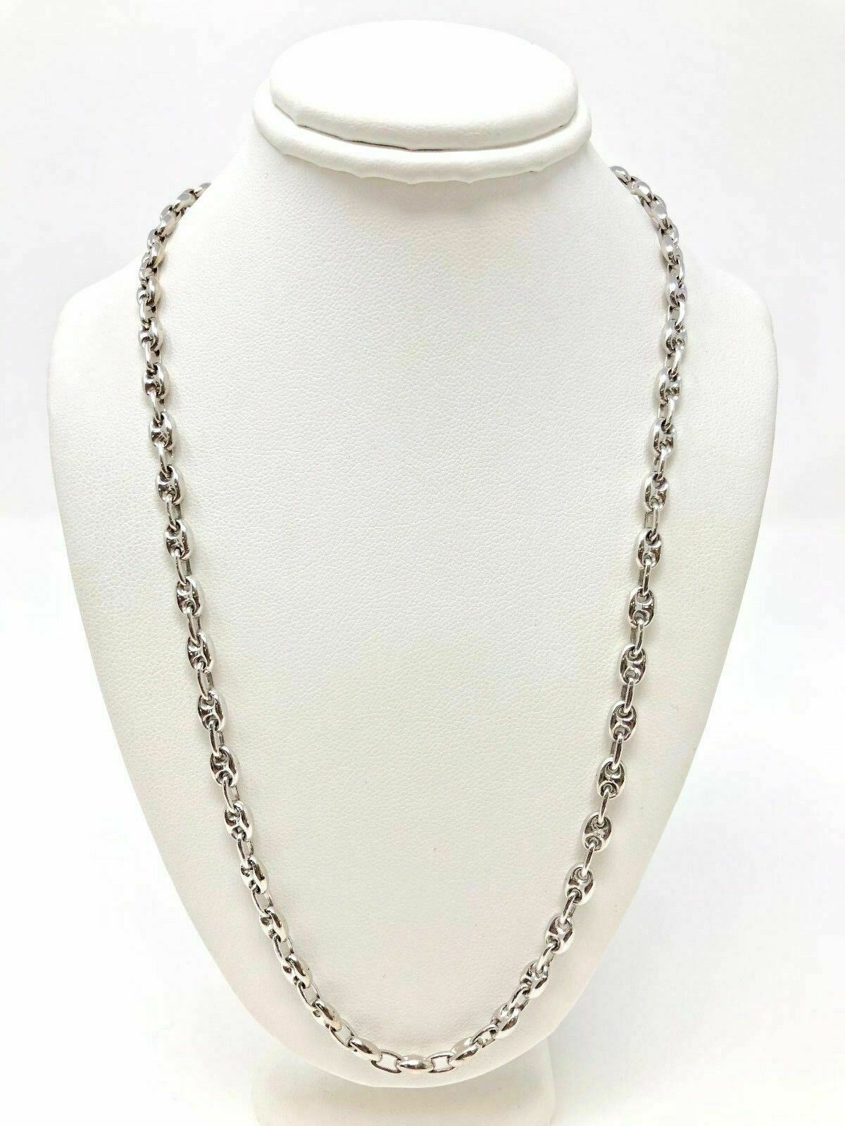 14k White Gold Solid Gucci Mariner Link Chain Necklace 22" 4.9mm 33 grams - White,22"