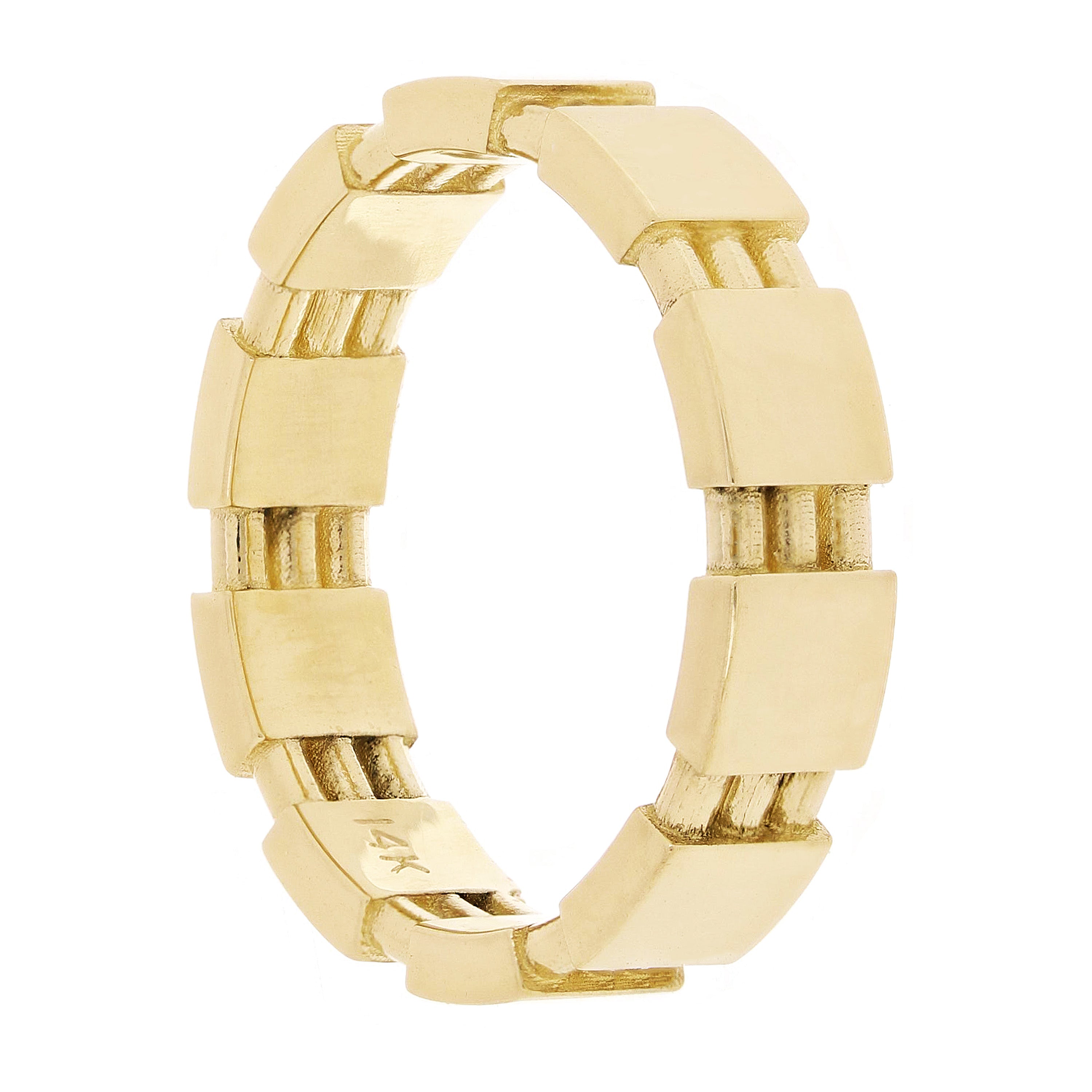 Men's 14k Yellow Gold Barrel Ring Band Size 8 - 4.8mm 6.1 grams