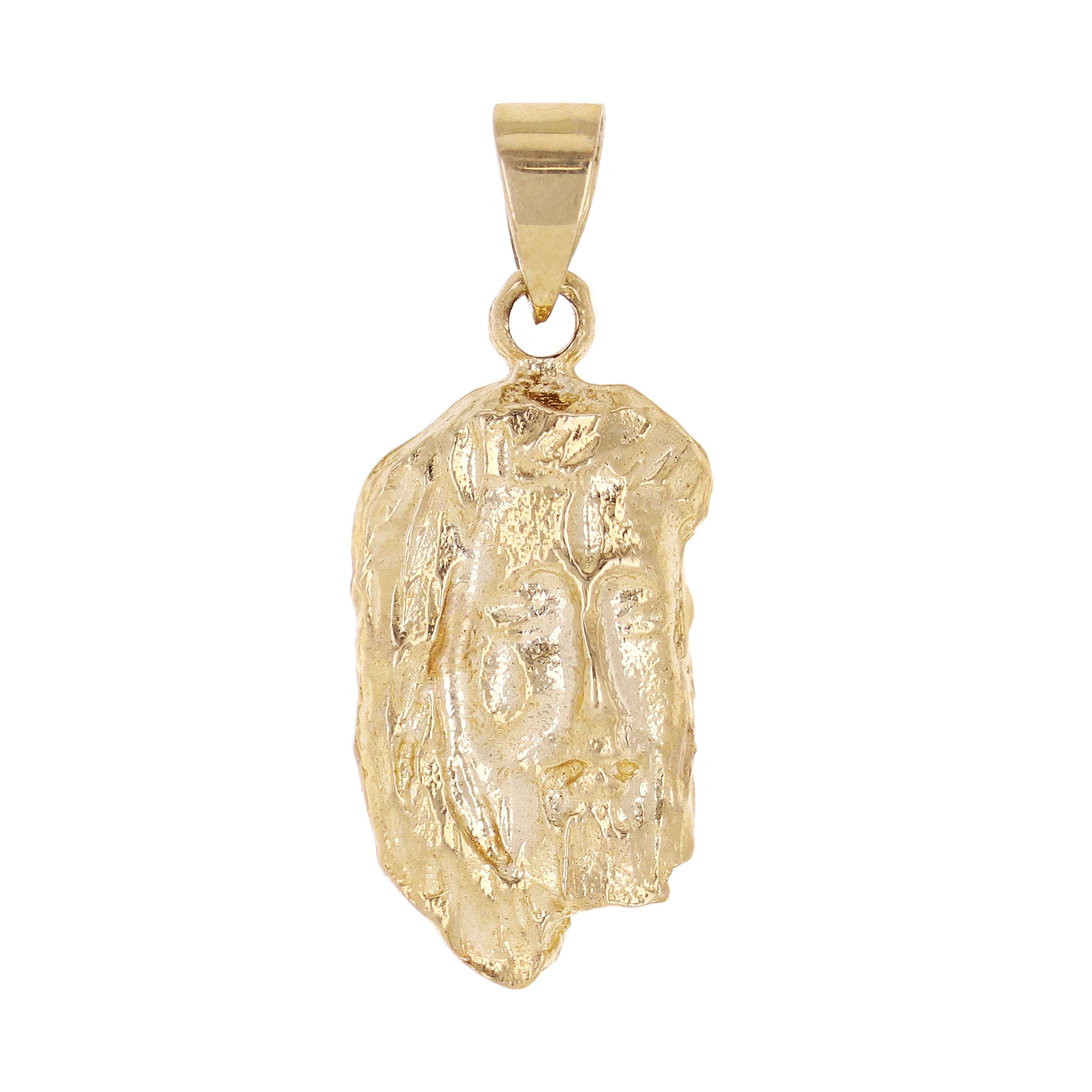 14k Yellow Gold Jesus Piece Jesus Christ Face Religious Charm Pendant 1.1" 2.5g