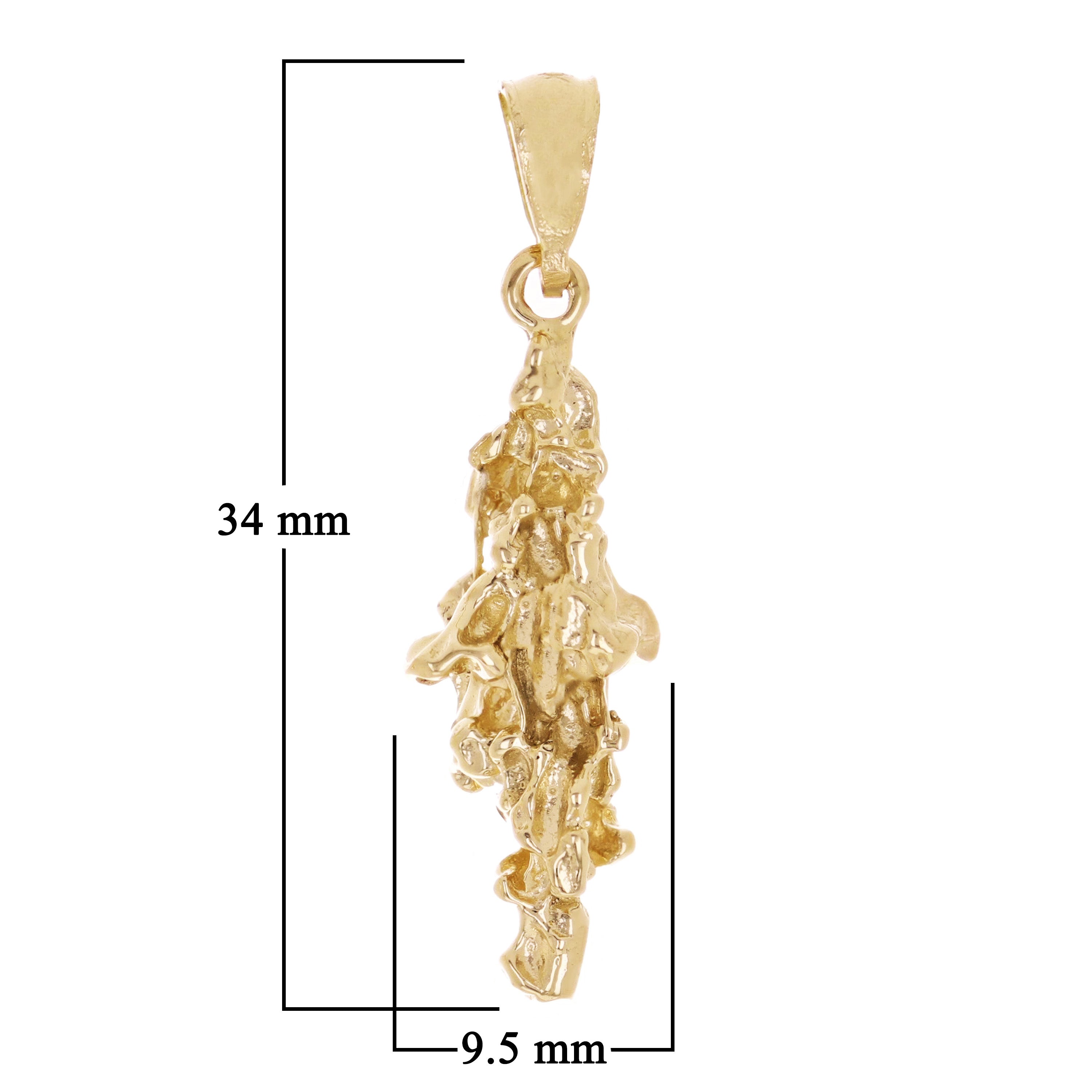 10k Yellow Gold Solid Free Form Nugget Charm Pendant 1.3" 3 grams