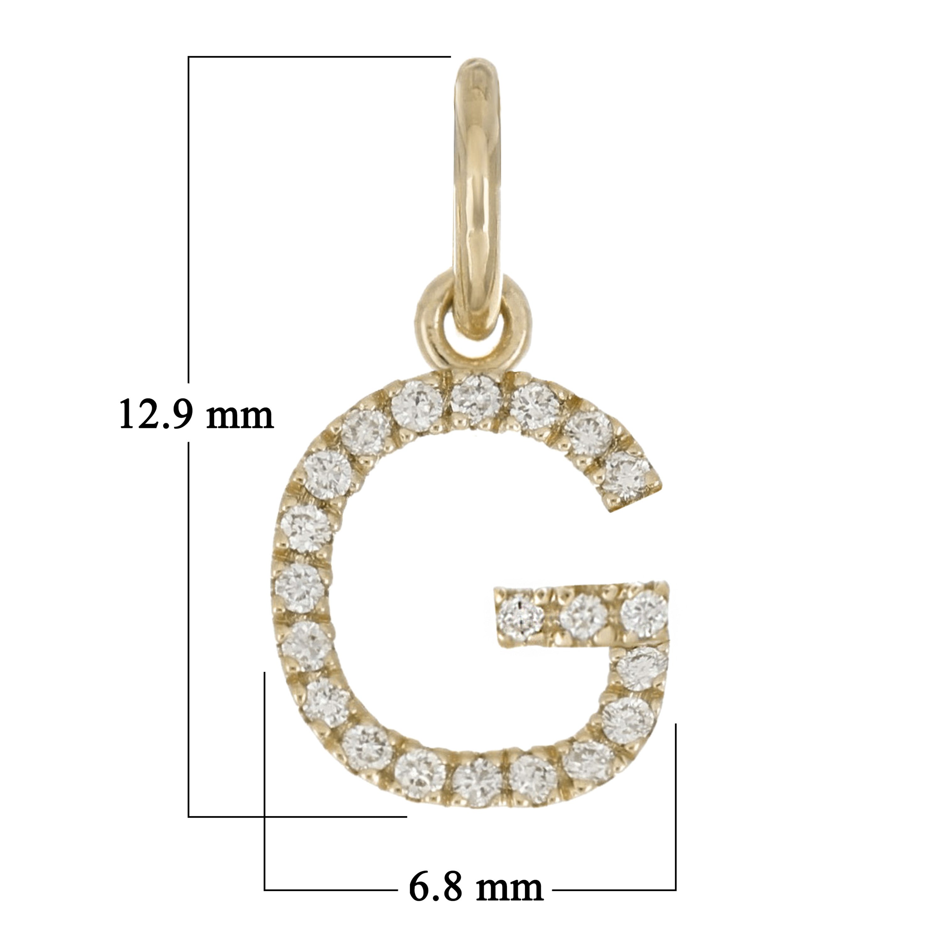 14k Yellow Gold Diamond Initial Letter G Charm Pendant - Letter G,Yellow