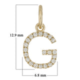 14k Yellow Gold Diamond Initial Letter G Charm Pendant - Letter G,Yellow