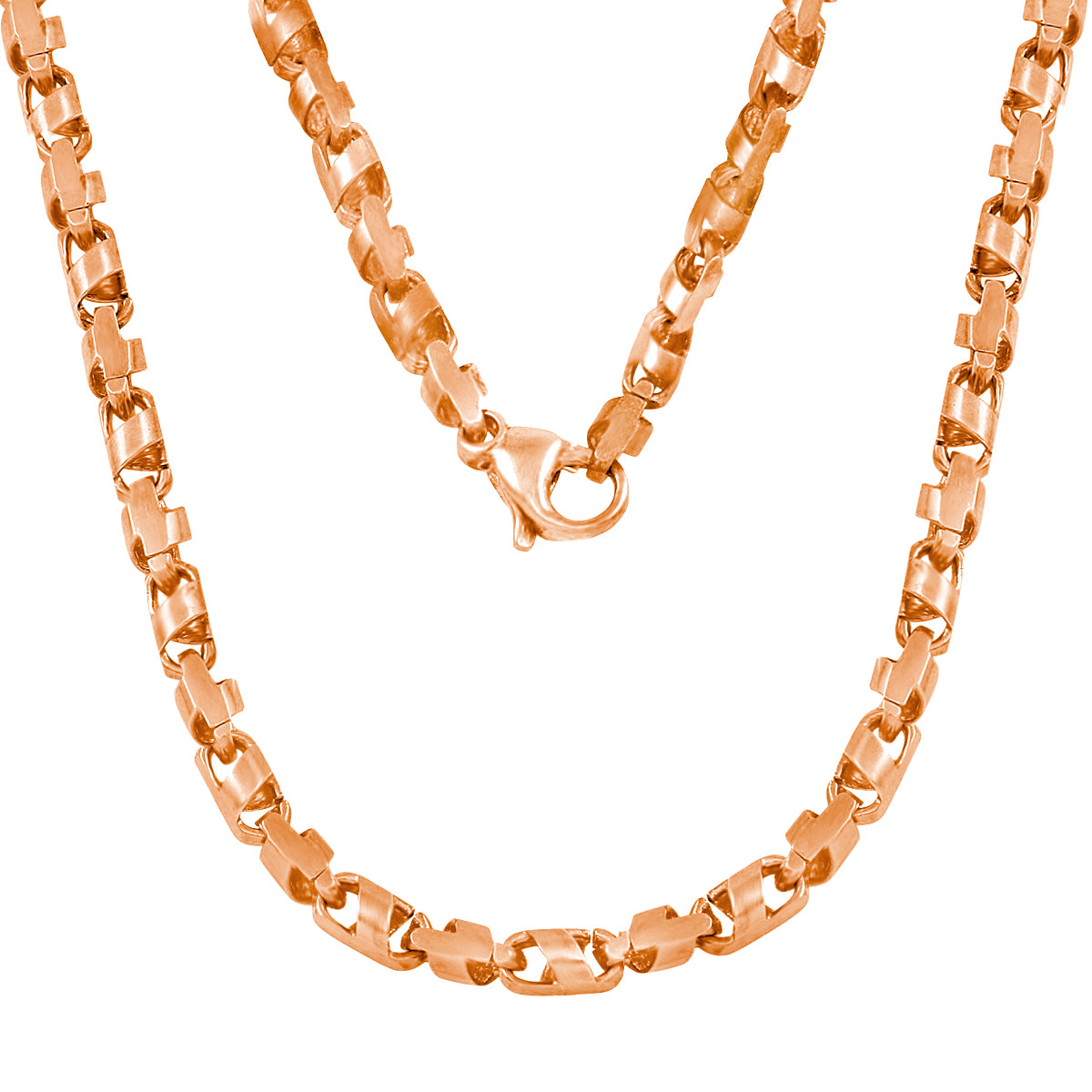 14k Rose Gold Handmade Fashion Link Necklace 26" 4.5mm 46 grams - Rose,26"