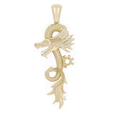 14k Yellow Gold Chinese Asian Dragon Detailed Semi-Mount Long Pendant 2.35"
