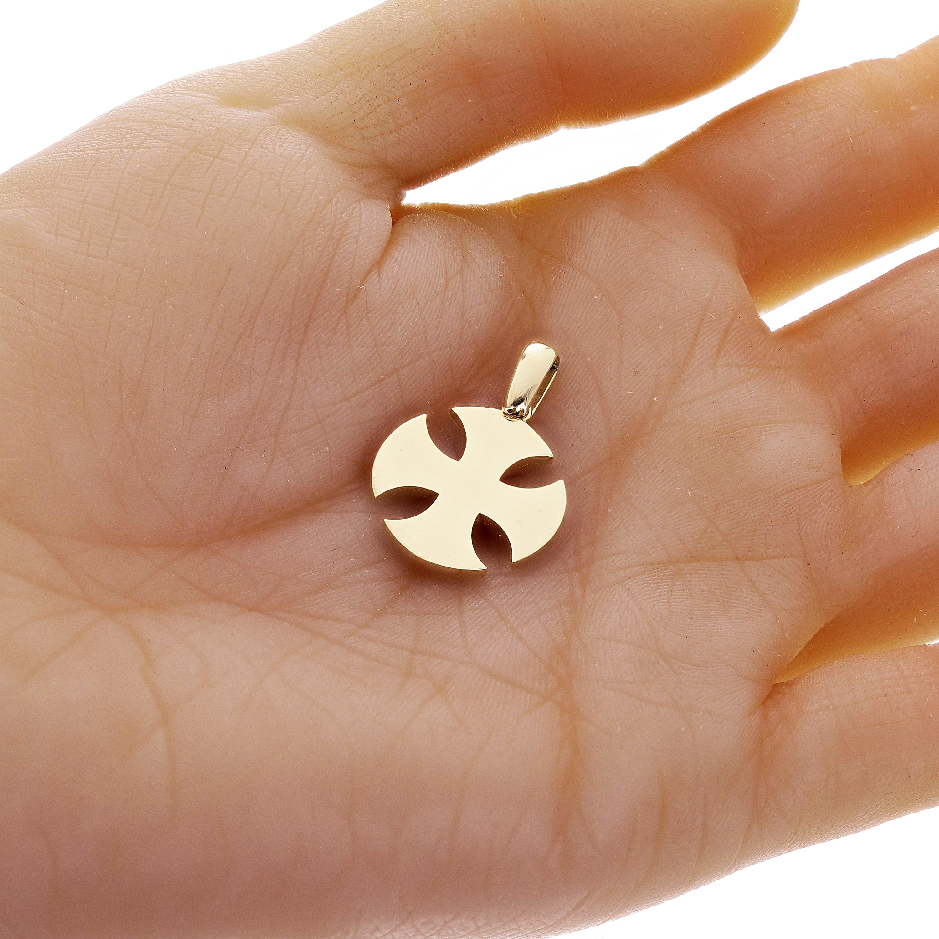 14k Yellow Gold Iron Cross Knights Templar Charm Pendant 1.2" 5.3 grams