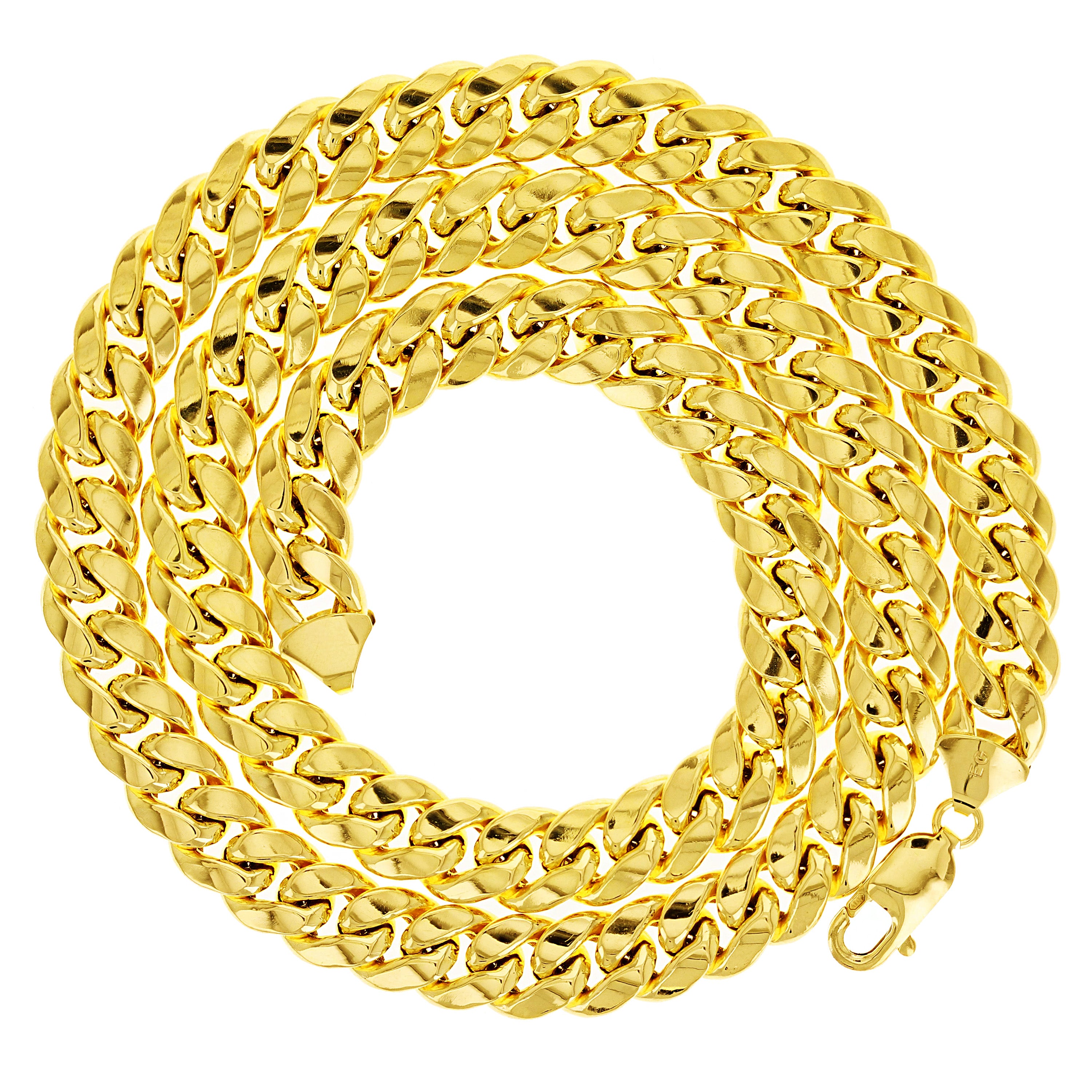 Italian 10k Yellow Gold Hollow Miami Cuban Chain Necklace 22" 9.8mm 50.7 grams - 22" 50.7 grams
