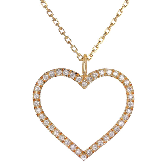 14k Rose Gold Diamond Heart Pendant Necklace 18