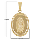 Italian 14k Yellow Gold Our Lady of Guadalupe Virgin Mary Charm Pendant 1" 1.6g - Medium