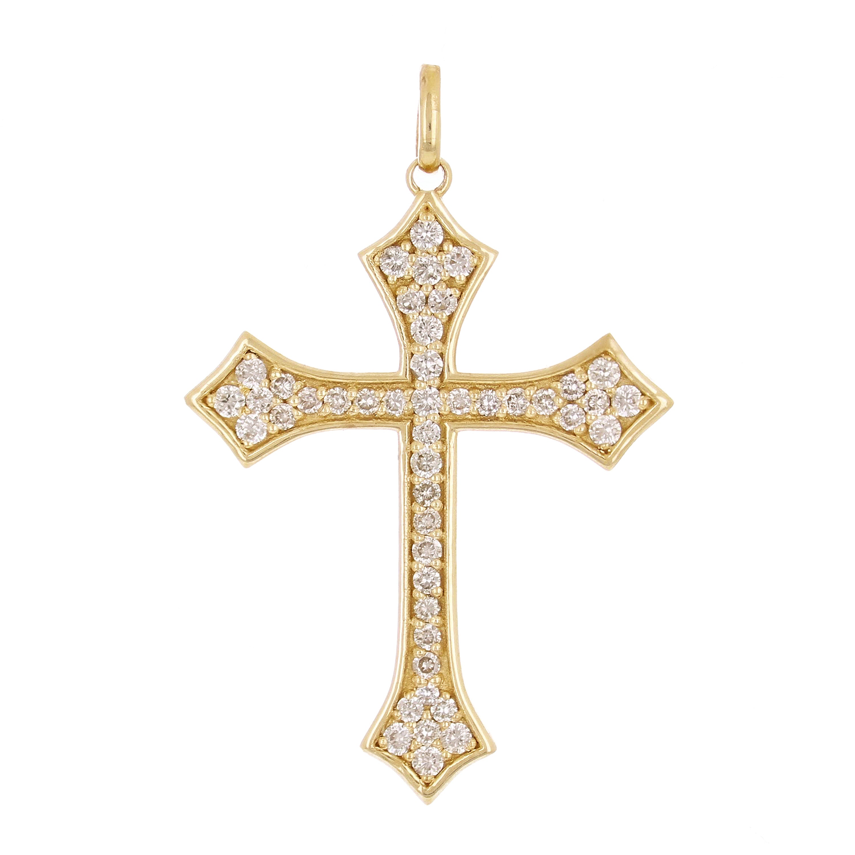 14k Yellow Gold 0.47ctw Diamond Cross Pendant 1.4" 3 grams