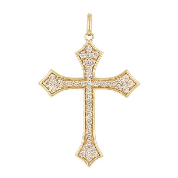 14k Yellow Gold 0.47ctw Diamond Cross Pendant 1.4