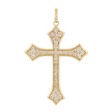 14k Yellow Gold 0.47ctw Diamond Cross Pendant 1.4" 3 grams