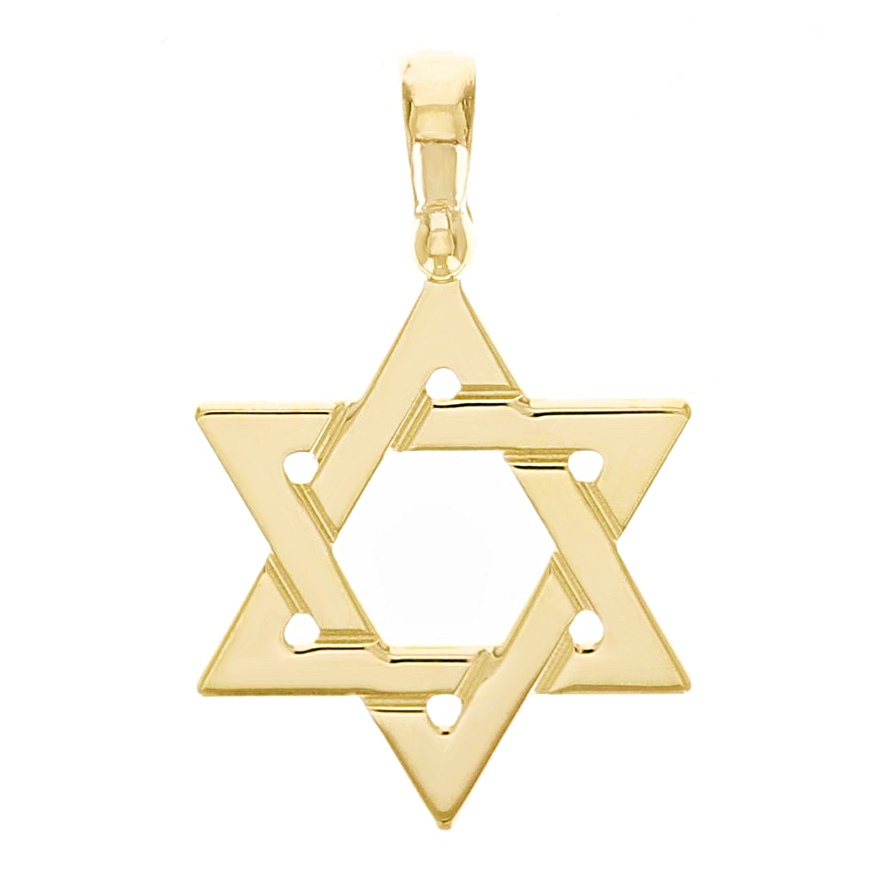 Italian 14k Yellow Gold Star of David Charm Pendant 1" 1.9 grams