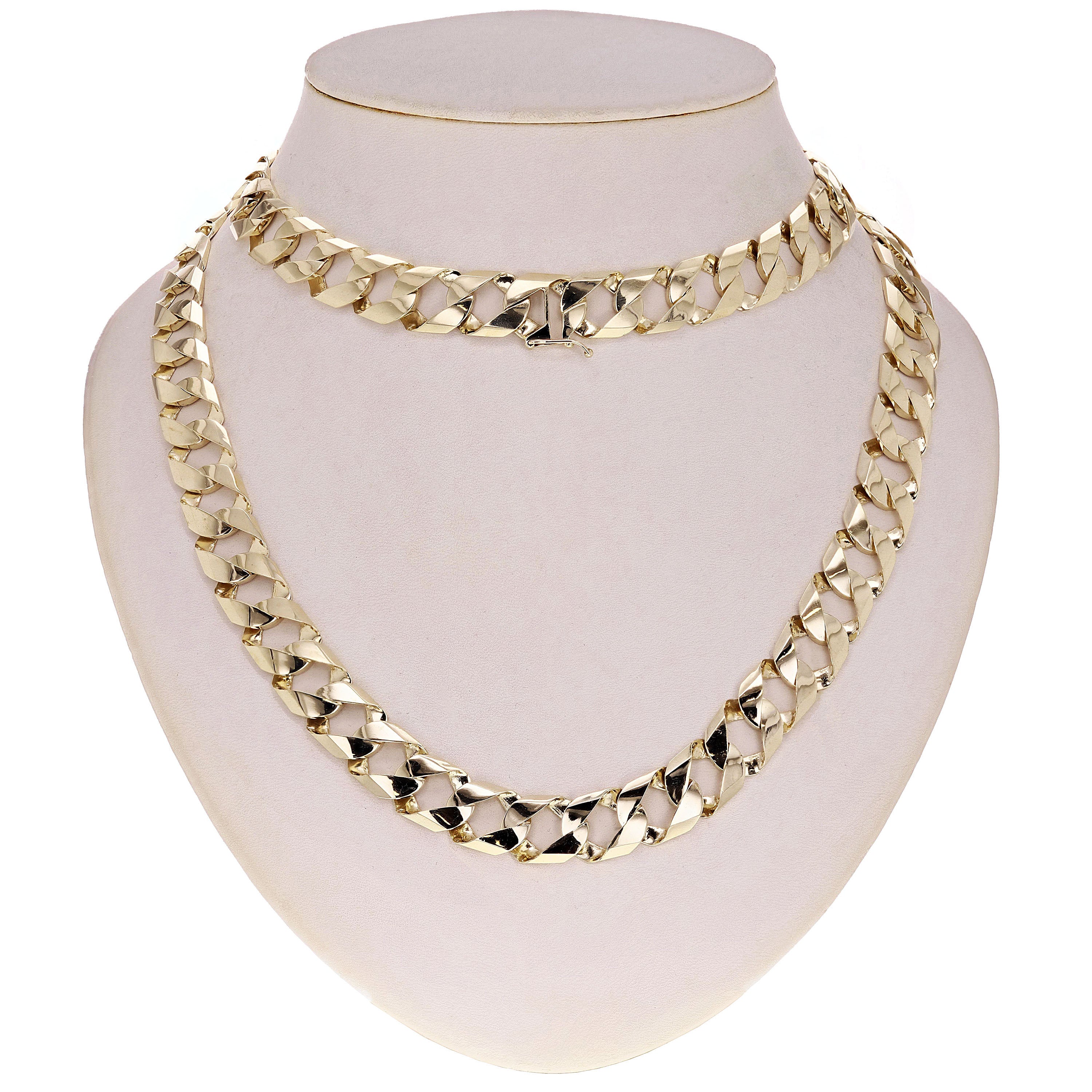 Men's 10k Yellow Gold Cuban Chain Link Necklace 22" 13.8mm 93.9 grams - 22"
