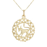 14k Yellow Gold Zodiac Sign Taurus Pendant Necklace 18" - Taurus,Yellow