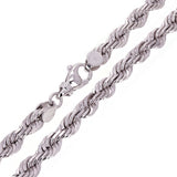 Men's 14k White Gold Solid Diamond Cut Rope Chain Necklace 22" 7mm 89.1 grams - White,22"