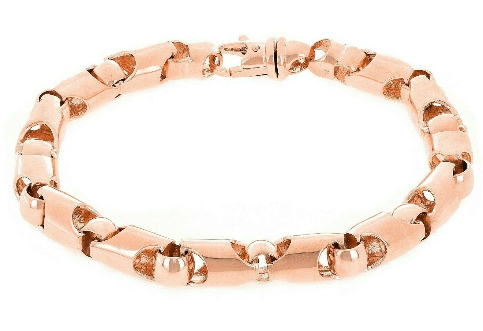 14k Rose Gold Solid Handmade Fashion Link Chain Bracelet 9" 6mm 33 grams - Rose,9"